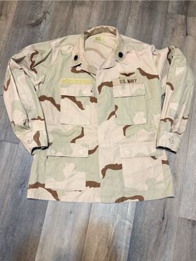 ⁠US Navy DCU 3 Color Desert Camo Combat Jacket Medium Regular Aviator Rank 2007